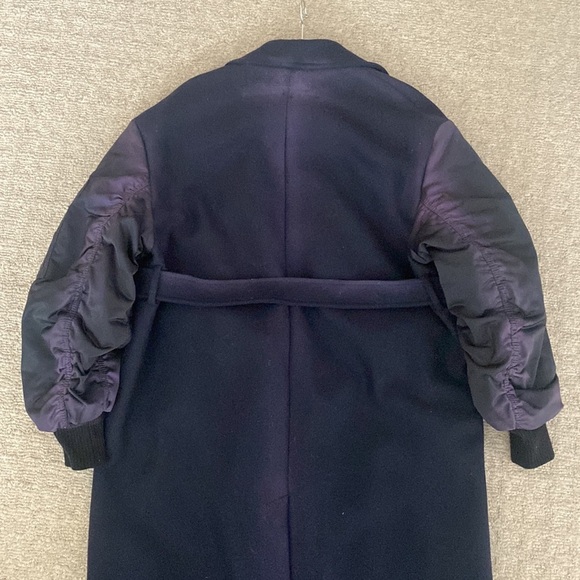 Zara Manteco Wool Satin Combination Bomber Jacket Duster Longline Pea Coat sz XS - Picture 11 of 16